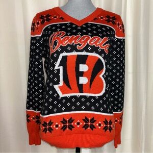 NFL Team Apparel Cincinnati Bengals Logo V Neck Sweater